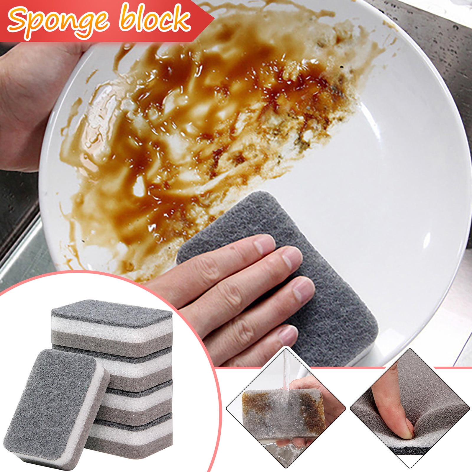 EGNMCR Sponges for Dishes Sponges Cleaning Wood Pulp Cotton Rags Quick Dishwashing Grease Stain Sponge Block Wipe Home Sponge