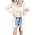 thumbnail image 2 of Mikilon Women Solid Loose Long Sleeve Cardigan Autumn Coat Blouse, 2 of 7