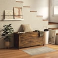 thumbnail image 2 of HOMCOM Coffre de Rangement avec 2 Charnières, Banc de Rangement, Brun Rustique, 2 of 10