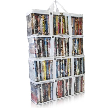 Made Easy Kit DVD Storage Case - Clear PVC Organizer With Triple-Stitched Handles, Dividers - Stackable, Space-Saving, Fits 40 DVDs - Containers For Movie Discs, Video Games, VHS Tapes