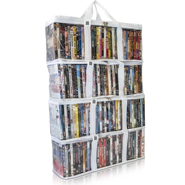 Made Easy Kit DVD Storage Case - Clear PVC Organizer With Triple-Stitched Handles, Dividers - Stackable, Space-Saving, Fits 40 DVDs - Containers For Movie Discs, Video Games, VHS Tapes