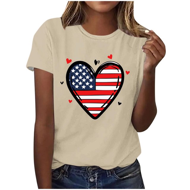 Pisexur Hauts de Printemps pour Femmes, Hauts pour Femmes, Hauts Tendance à la Mode, Pull Décontracté Imprimé à Manches Courtes Col Rond Beige,L