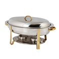 thumbnail image 2 of Excellante Stainless Steel 6 Quart Gold Accented Oval Chafer, 2 of 4