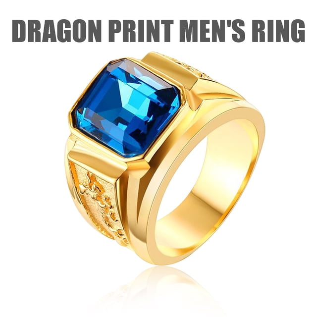 EGNMCR Rings New Style Dragon Pattern Set Diamond Ring For Men Retro Show Personality fashion ring