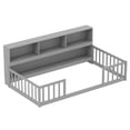 thumbnail image 2 of Costway Twin Size Montessori Floor Bed with Bookcase Storage Shelves & Safety Fence Rails Gray, 2 of 10