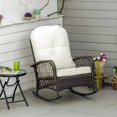 thumbnail image 2 of Outsunny Rattan Rocking Chair with Soft Cushion for Garden Backyard White, 2 of 10