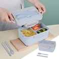 thumbnail image 4 of BAOPAI Boîte à Lunch Réutilisable avec 3 Compartiments, Étanche et Compatible Micro-Ondes, Comprend des Baguettes et des Cuillères pour la Préparation des Repas et les Adultes, 4 of 6