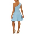 thumbnail image 3 of INSPIRE CHIC Robe pour Femme Nœud une Épaule Sans Bretelles Ligne A Évasée Robe de Soirée avec Poches m Bleu Clair, 3 of 6