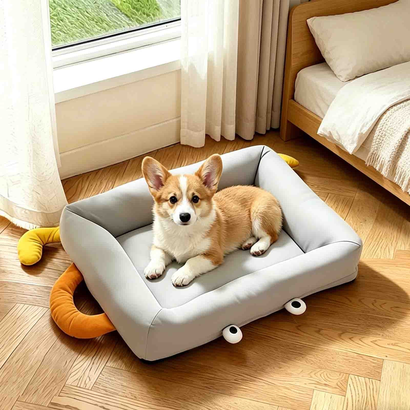 Lisbinx Pet Dog Bed Cat Bed Waterproof Fabric Mat with Removable Washable Cover, Gray, 30 x 40 cm Pillow for Small Pets