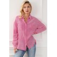 thumbnail image 4 of Women's Pink Mineral Wash Crinkle Textured Chest Pockets Shirt, 4 of 5