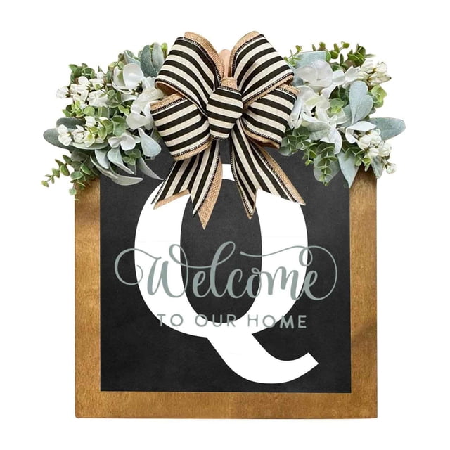 RXIRUCGD Last Name Year Round Front Door Wreath Decorative Hanging Plaques In Front Of The Door