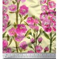 thumbnail image 3 of oneOone Silk Tabby Fabric Leaves & Pink Floral Panel Print Sewing Fabric BTY 42 Inch Wide, 3 of 3