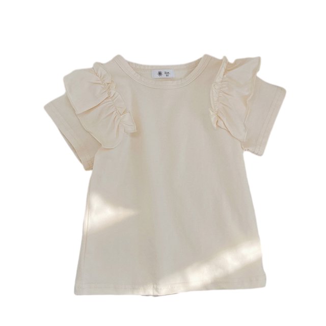 Nmmacb Kids Girls T-Shirt Summer Solid Color Tee Short Sleeve Top Short Sleeve Ruffle Sleeve Tee Size 1-9Y