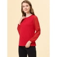 thumbnail image 3 of INSPIRE CHIC Haut Élégant en Mousseline de Travail pour Femme à Encolure Goutte Rouge P, 3 of 5
