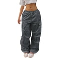 thumbnail image 1 of Bmisegm Women's Plus Size Tethered Straight Cargo Pants, Grey, XXL, 1 of 9