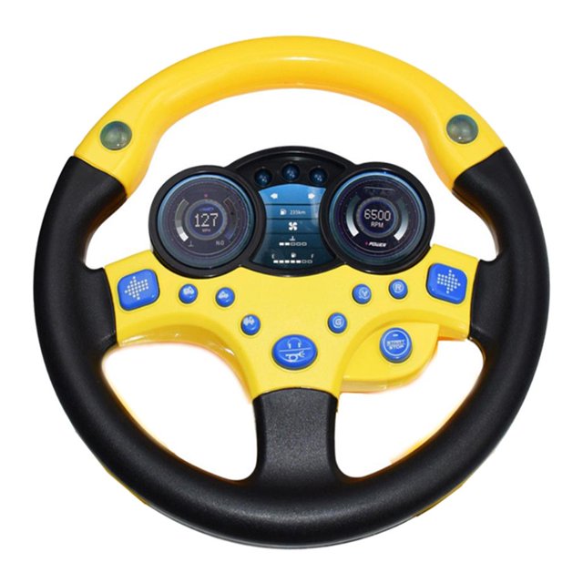 Milaget Jeu de Rôle de Conducteur Volant Jaune Jouets de Course pour Enfants Extérieur