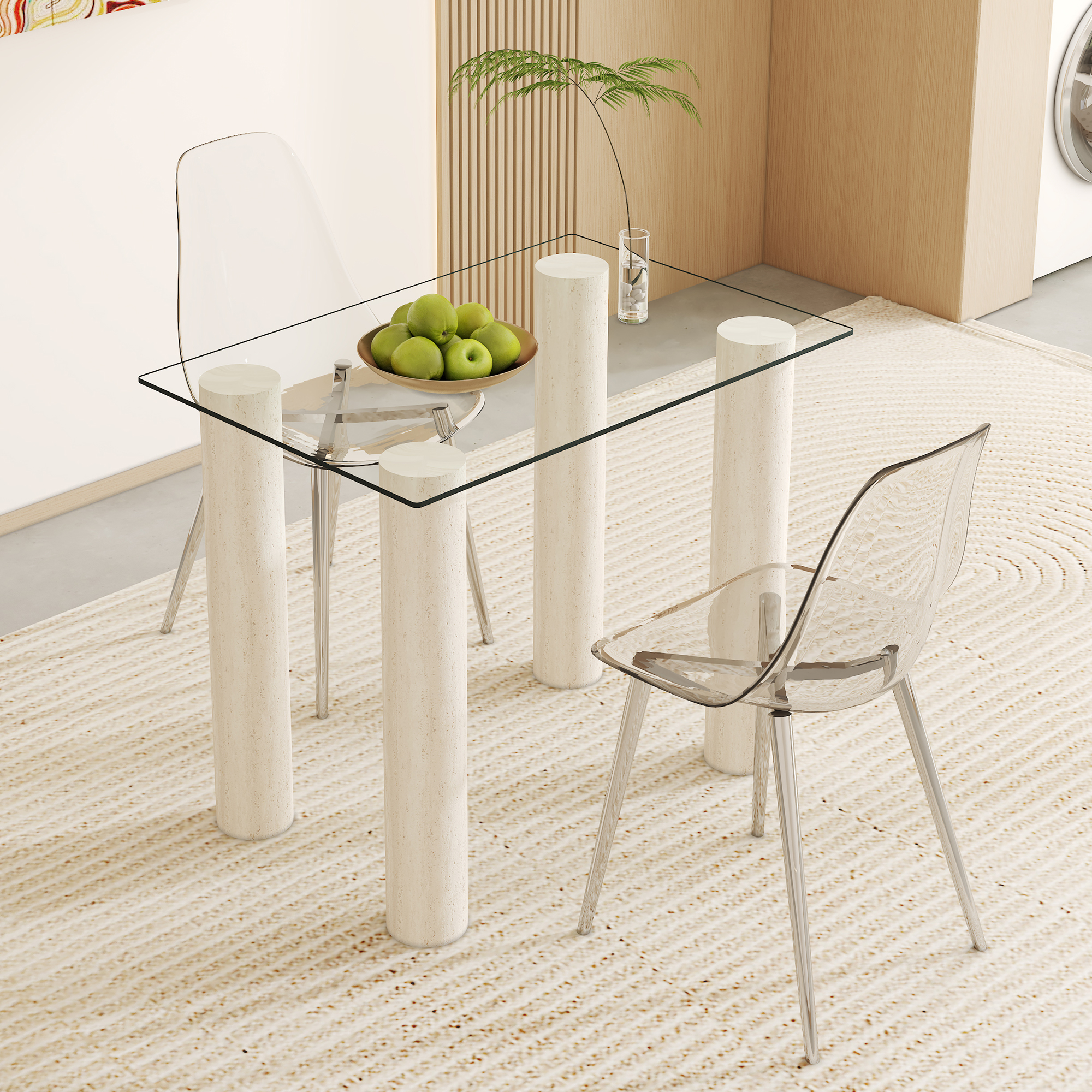 Noble House Table basculante rectangulaire en verre trempé de 24x36", uniquement le plan de travail, transparent résistant à la chaleur pour cuisine ou restaurant, transparent