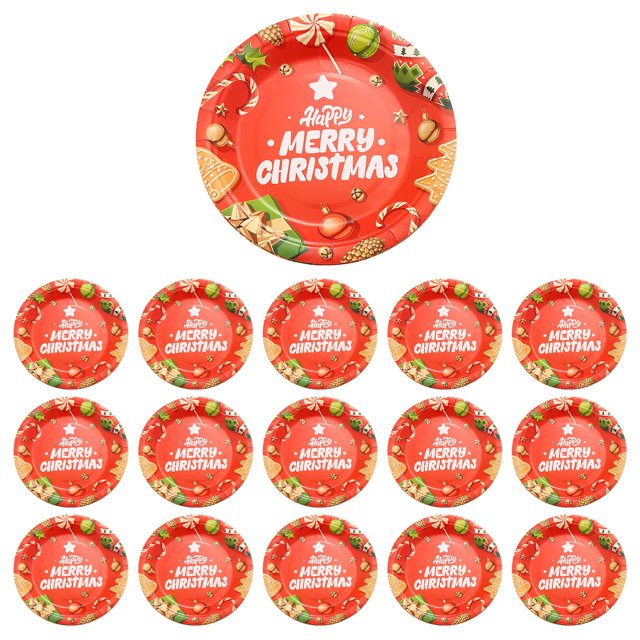 D Eco-Friendly Disposable Christmas Party Plates 9 Inch 16Pc Set Perfect For Holiday Dinner Decorations Festive Gatherings And Special Events Weight 0.46 Lb