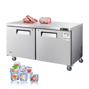 VEVOR Commercial Congélateur Table de travail Préparation acier inoxydable 60 porte double de pouce