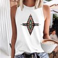 thumbnail image 2 of Birdeem Fashion Women Printing Round-Neck Sleeveless Block Shirts Tunic Tee Tops, 2 of 4