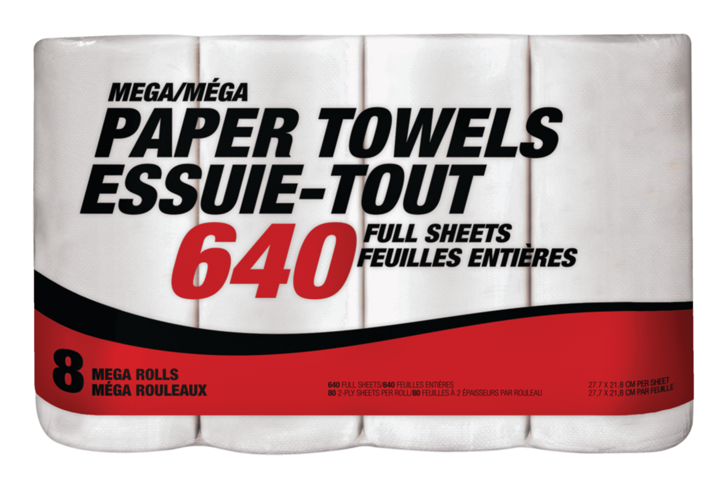 Mega-Format Roll Paper Towel, 2-ply, 8-pk, 640 Full Sheets