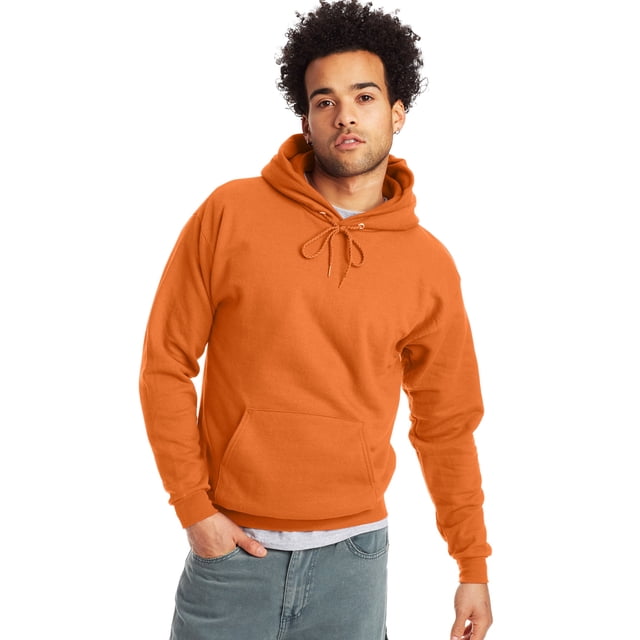 Hanes Mens EcoSmart Fleece Hoodie, L, Safety Orange