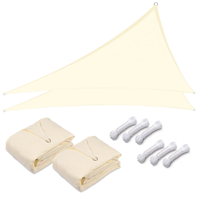Yescom 2 Pack 20 Ft 97% UV Block Triangle Sun Shade Sail Canopy Cover Net Outdoor Patio