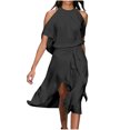 thumbnail image 2 of Jusqu'à 65 % de Rabais! Robes d'Été Mode pour Femmes 2024 Grande Taille Décontractées Amples à Col Rond Unies à Manches Courtes, 2 of 6