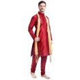 thumbnail image 4 of Ensemble Kurta Pyjama Foulard pour Homme Indien Indien Robe de Fête de Mariage (Bordeaux, L), 4 of 6