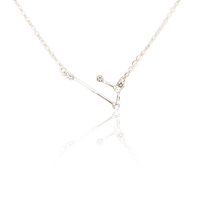 Ins Constellations Theme Friendship Necklace Rhinestone Comfortable Delicate with Display Card Pendant for Lover Festival Gifts Aries Silver