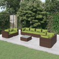 thumbnail image 1 of vidaXL 9 Piece Garden Lounge Set with Cushions Poly Rattan Brown, 1 of 5