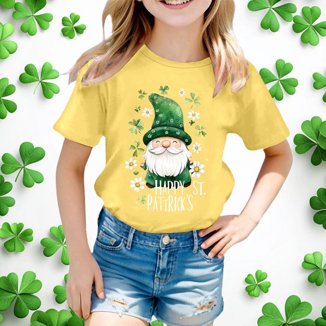 WEAIXIMIUNG T-Shirt Imprimé à Manches Courtes pour Enfants de la Saint-Patrick, Chemise Décontractée 110