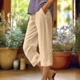 thumbnail image 2 of Timegard Capri Pants for Women Cotton Linen Elastic Waisted Ruched Casual Loose Trousers with Pockets, 2 of 4