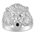 thumbnail image 1 of RYLOS Rings Sterling Silver Lion Head Ring Diamonds in Eyes & Gemstone Mouth Fun Designer Rings Onyx Jewelry Size 11, 1 of 7