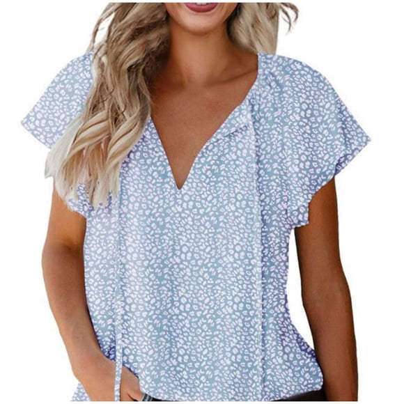 Tops for Women Sexy Casual Elegant Fragmented Casual V-Neck Chiffon Shirt Loose and Short Sleeved Tops for Women Tops for Women Sexy Elegant