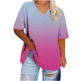 thumbnail image 2 of Womens Short Shorts V-Neck Short Sleeve Printing Base Shirt for Women, Plus Size Casual Top Imitation Rack, 2 of 9