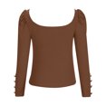 thumbnail image 4 of AherBiu Womens Blouses Trendy Long Sleeve Comfy Tops Ribbed Knitted Slim Tight Stretchy Fall Shirts, 4 of 7
