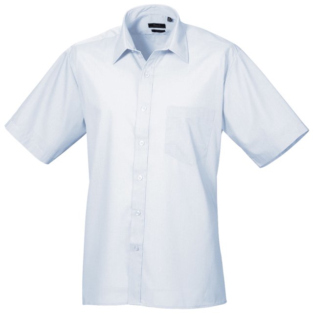 Premier Chemise de Travail Formelle en Popeline Unie à Manches Courtes pour Hommes
