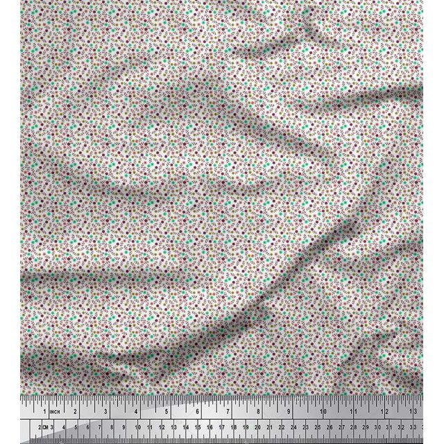 Soimoi Georgette Viscose Fabric Leaves & Floral Small Decor Fabric Printed Yard 42 Inch Wide