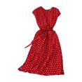thumbnail image 2 of Fshaion Robe d'Été pour Femmes 2024 Grande Taille Jupe Mi-Longue Robe à Manches Courtes avec Pois Robe Plissée Liquidation à Moins de 10!, 2 of 3