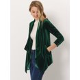 thumbnail image 3 of INSPIRE CHIC Cardigan en Velours Extensible pour Femme à Col Châle, Ouvert à l'Avant, avec Poches, TP Vert, 3 of 5