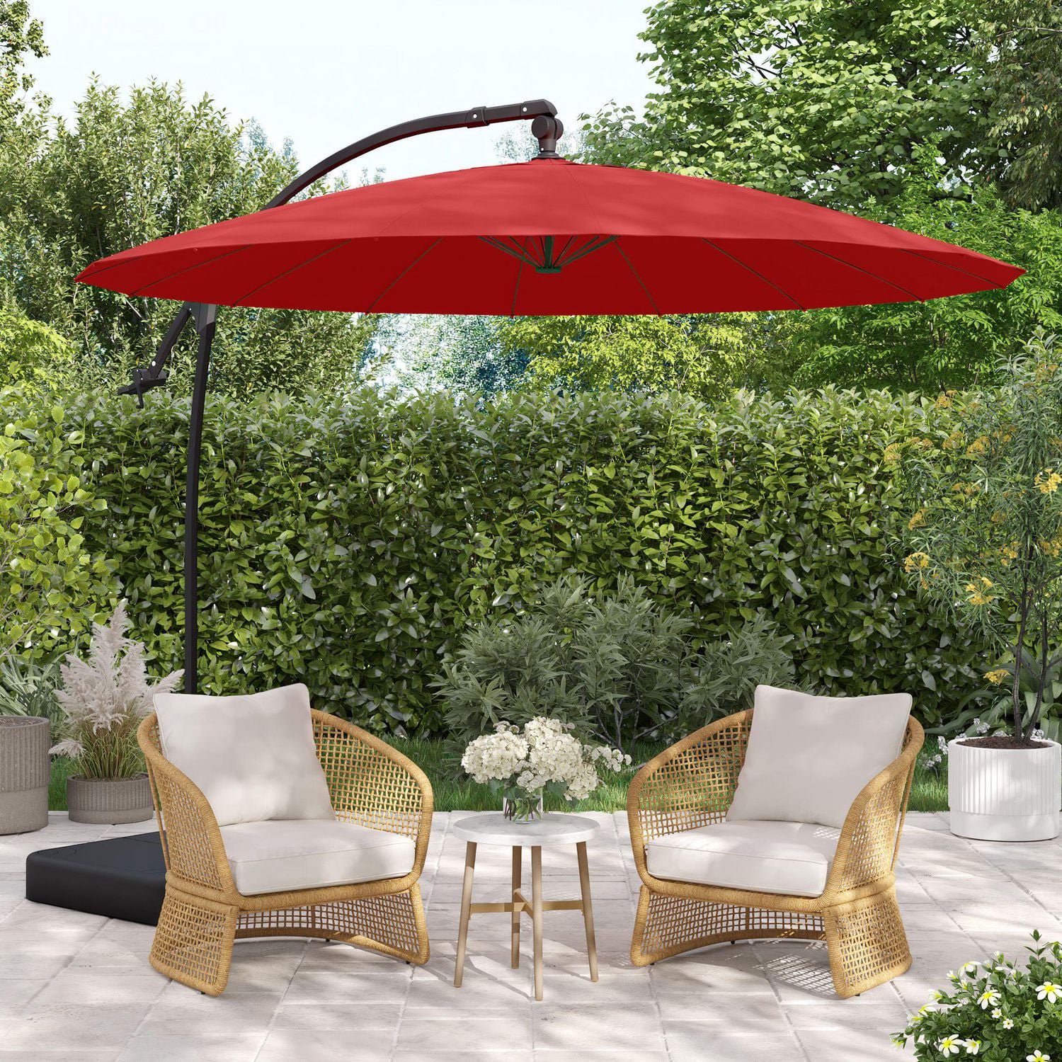 hometrends patio umbrella OVIOS 15FT Double-Sided Market with Base Navy Blue / 15FT With our ventilated umbrella Safavieh Milan Fringe 10-ft. Rect