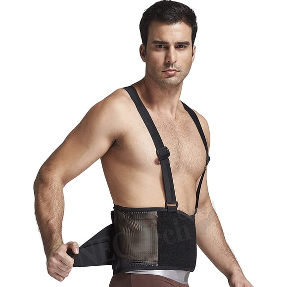 Neotech Care Back Brace with Suspenders/Shoulder Straps - Light & Breathable - Lumbar Support Belt for Lower Back Pain