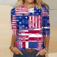 thumbnail image 2 of EQWLJWE Hauts d'Été pour Femmes Hauts pour Femmes Liquidation Mode Féminine Manches Courtes Col Rond Rétro Imprimé Blouse Ample Manches Trois-Quarts, 2 of 4