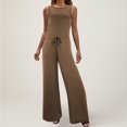 thumbnail image 2 of B91xZ Combinaison à Jambes Larges pour Femmes Combinaison Décontractée Ample Sans Manches Bretelles Réglables Combinaisons avec Poches, Café TTG, 2 of 5
