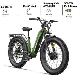 Ranger Dual-motor Ebike|Dual Power MoTor 2000W|Lithium Battery Tested |Long Range Up To 95 Miles|Max Speed 38 MPH|Safe Hydraulic Disc Brake|LCD Display |Includes Rear Rack