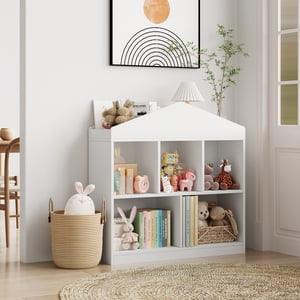 Bibliothèque pour enfants ,5-Cubby Librairie Petits enfants Playhouse Cabinet étagère en bois Cubby Rangement
