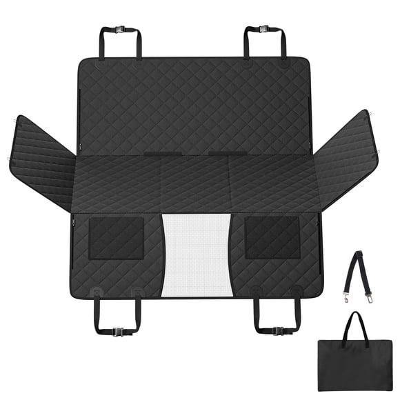 KFFKFF Car Seat Cover for Pets, Durable Pet Hammock with Firm Base, 52"x24.8", 350lb Capacity, Features Mesh Viewing Window & Storage, Suitable for Cars, SUVs