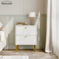 thumbnail image 3 of Boyel Living Table de Chevet 2 Tiroirs Armoire de Rangement Autoportante Table de Côté pour Canapé Table d'Appoint pour Chambre, Blanc, 3 of 10