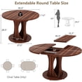 thumbnail image 2 of Virans 43.3"-59" Extendable Round Dining Table for 6-8,Kitchen Dining Table with Double Curved Base & Back Panel Buckle Top,Modern Circle Dinner Table for Kitchens,Dining Rooms,Living Rooms,Walnut, 2 of 9